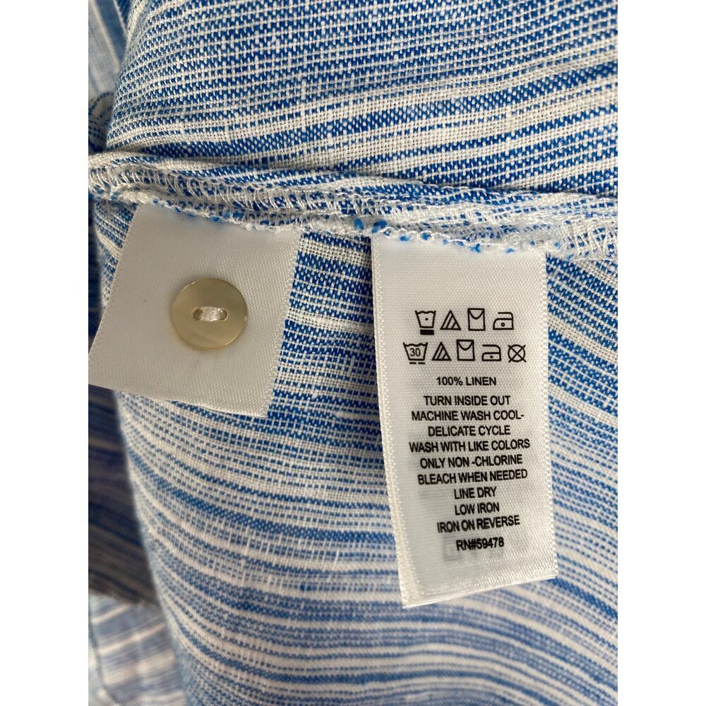 Tahari Linen Stripe Shirtdress Blue White Button Front 1X - Picture 10 of 11